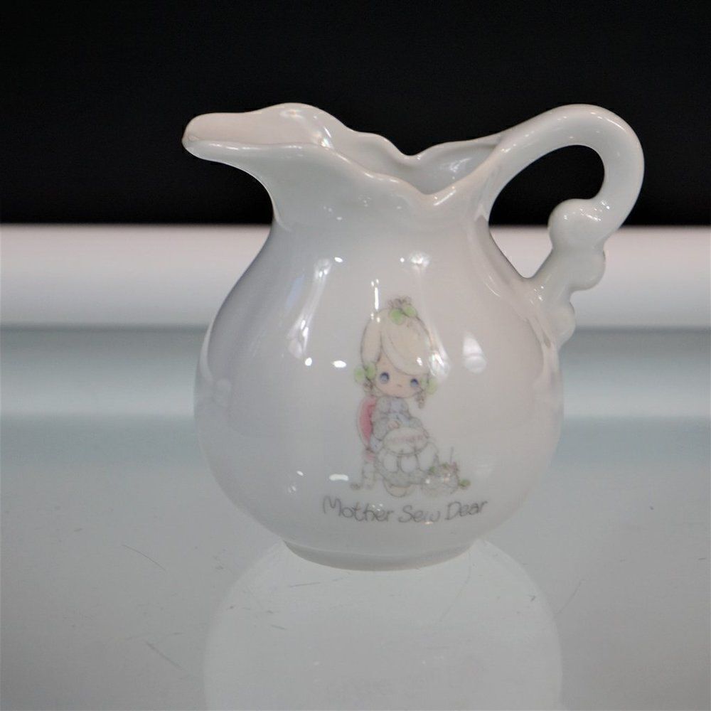 Precious Moments Mother Sew Dear Mini Pitcher 1986 Samuel J Butcher Enesco Japan